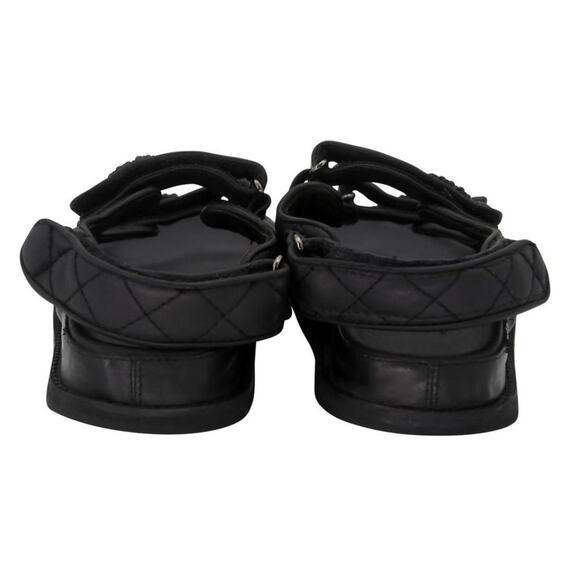 Chanel Cc Strap 39 Quilted Crystal Canvas Dad Sandals CC-0602N-0013 - Picture 10 of 12